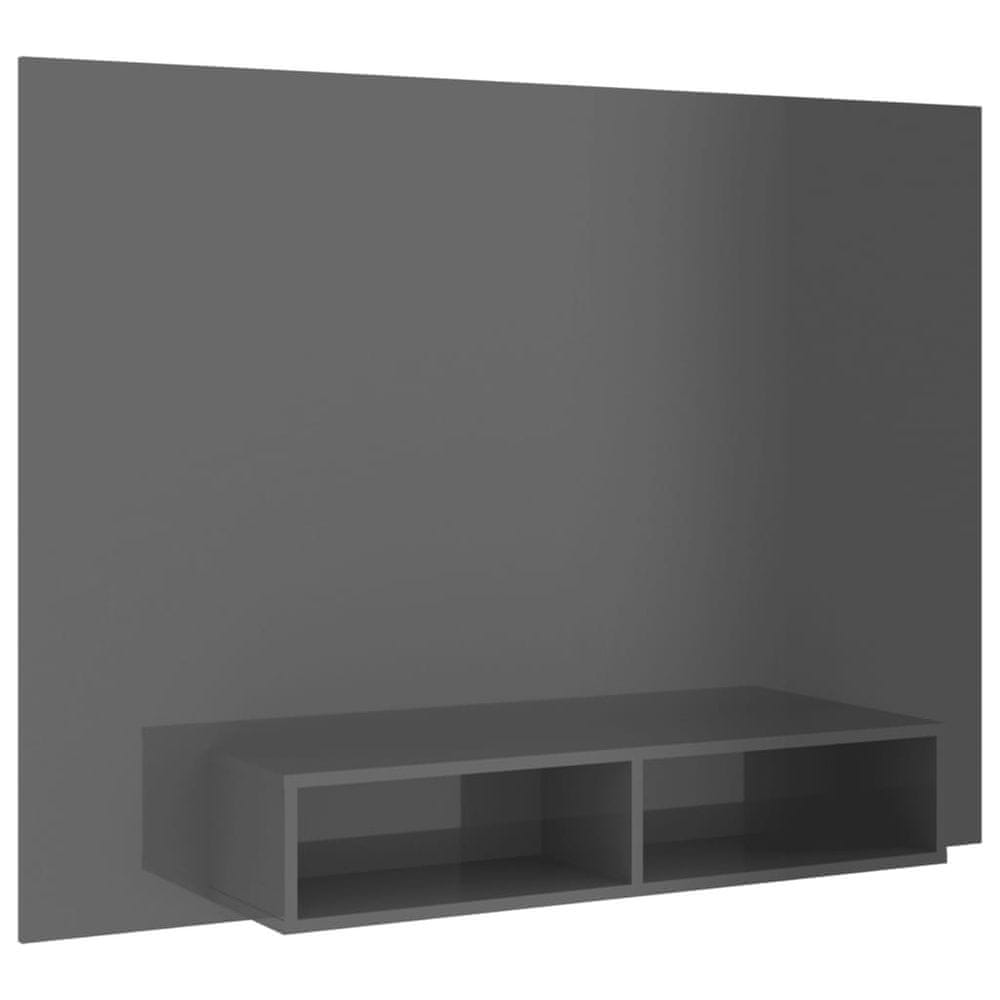Vidaxl Nástenná TV skrinka lesklá sivá 135x23,5x90 cm drevotrieska